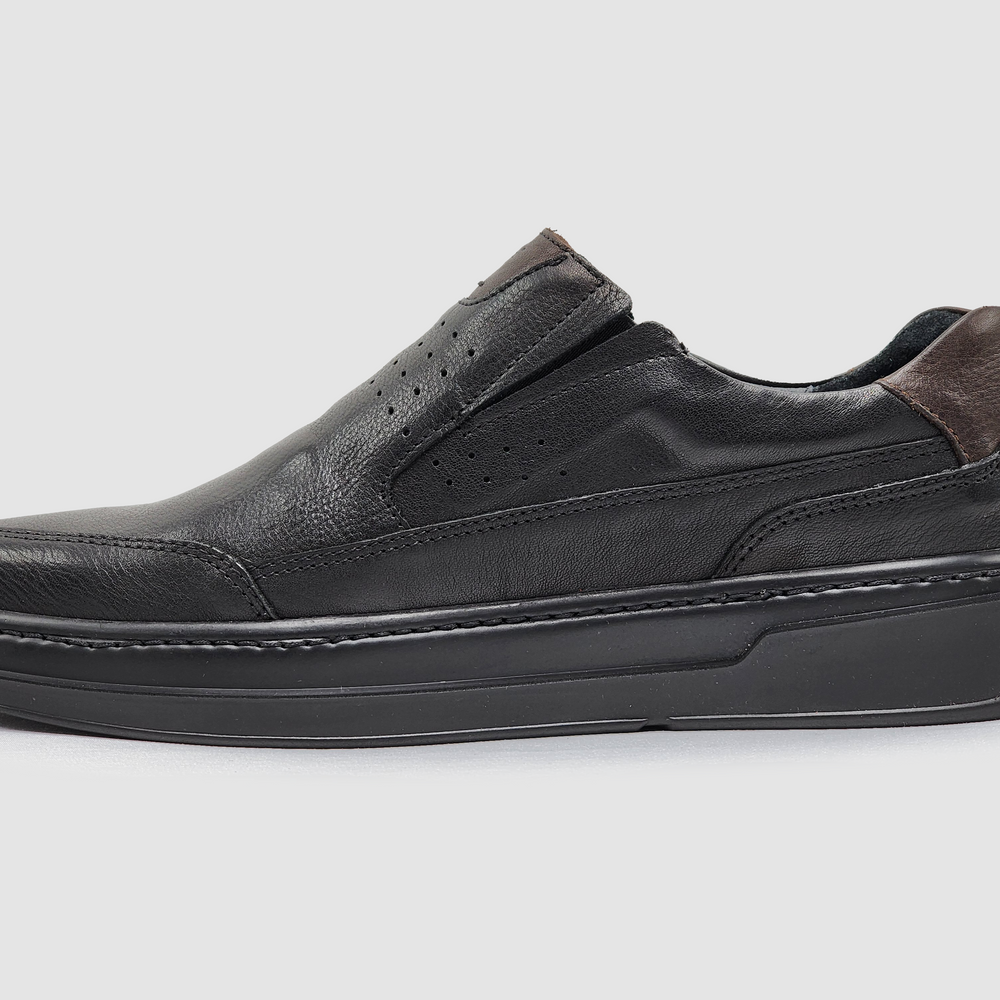 Men's Casual Slip-On Leather Shoes - Black - Kacper Global Shoes 