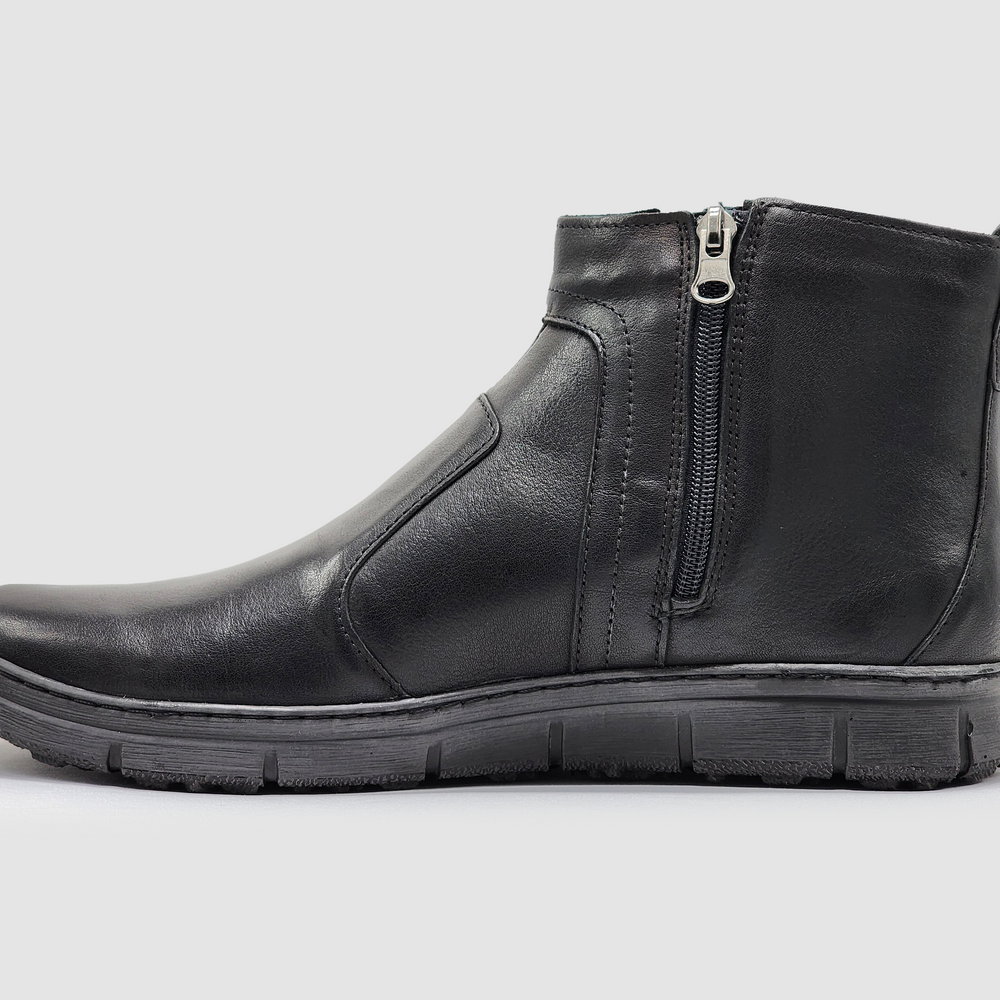 Men's Everyday Thin Wool-Lined Zip-Up Leather Boots - Kacper Global Shoes 