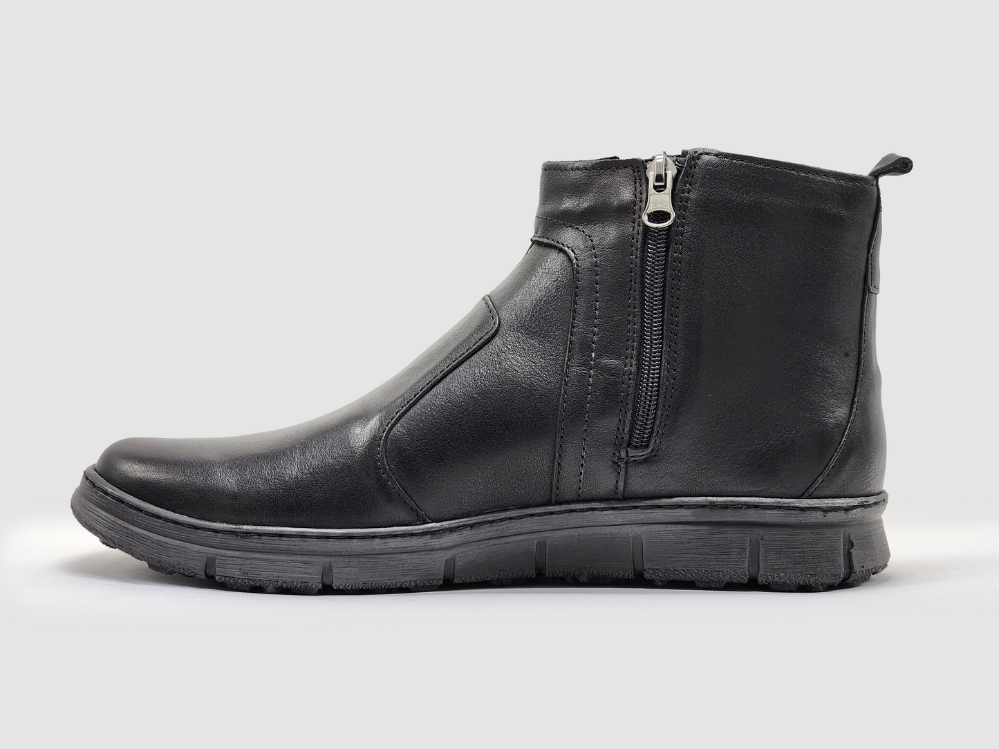 Men's Everyday Thin Wool-Lined Zip-Up Leather Boots - Kacper Global Shoes 