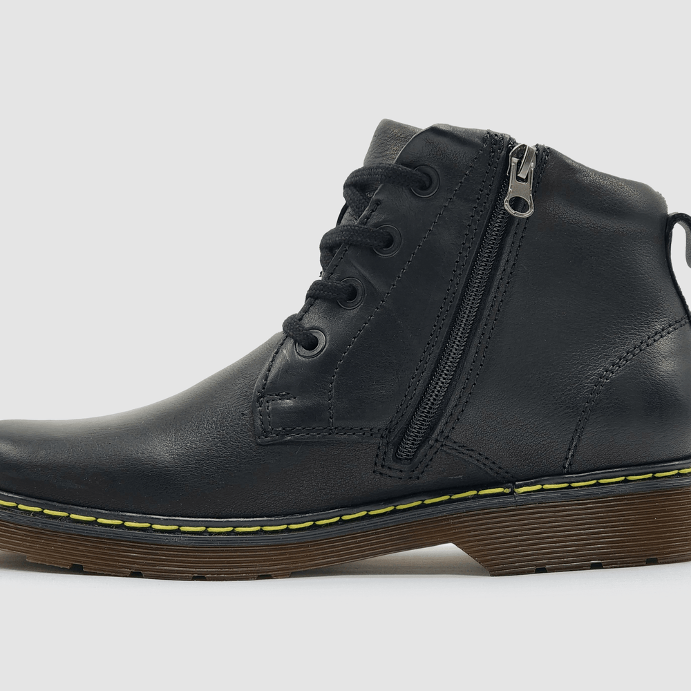 Men's Premium Black Zip-Up Leather Boots - Kacper Global Shoes 