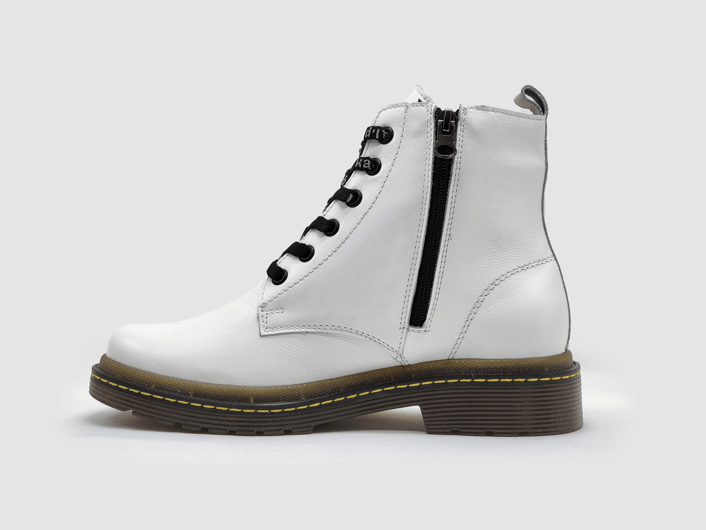 Women's Premium Leather Zip-Up Boots - White - Kacper Global Shoes 