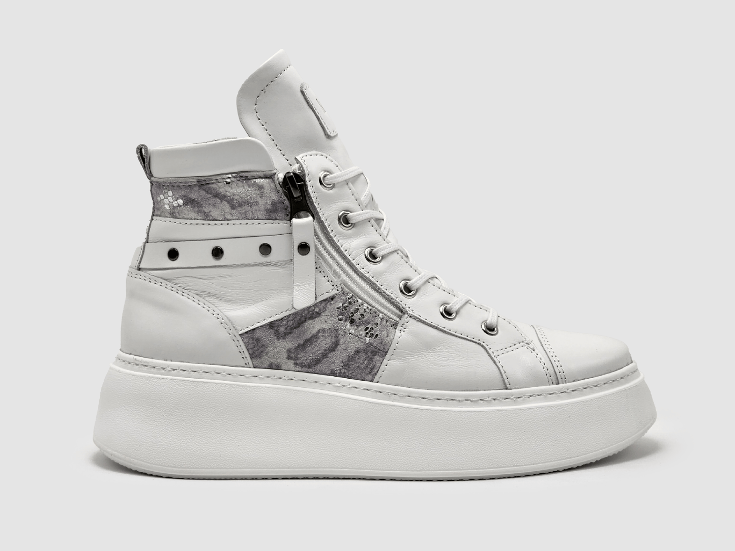 Women's Tall Zip-Up Leather Sneakers - Kacper Global Shoes 