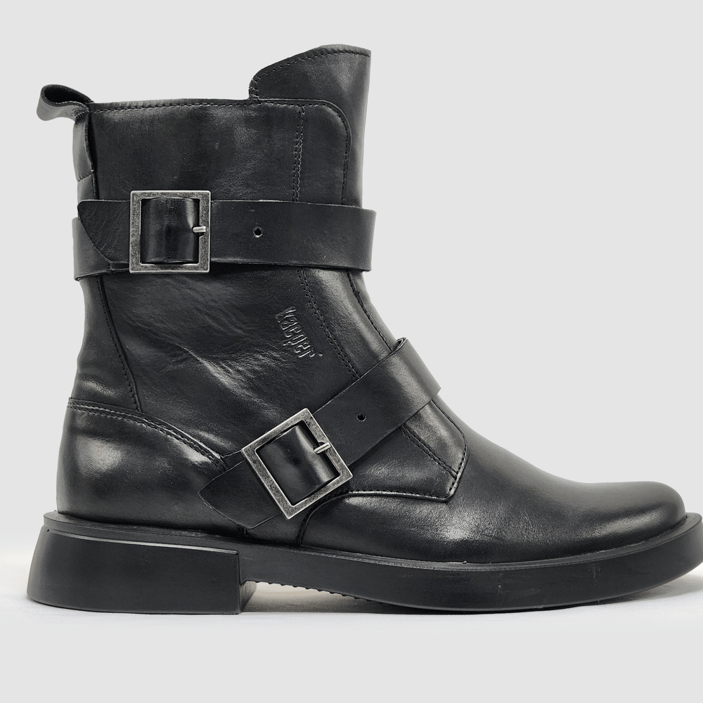 Women's Mid Buckle Leather Boots - Kacper Global Shoes 