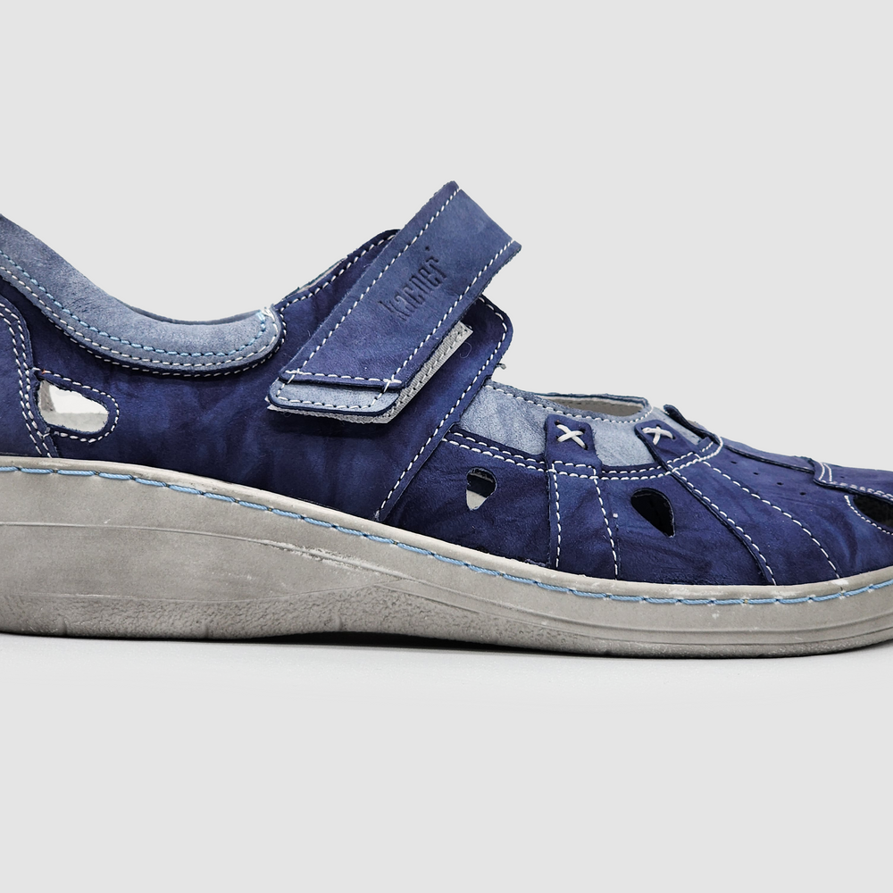 Women's Dr Wellness Leather Sandals - Blue - Kacper Global Shoes 