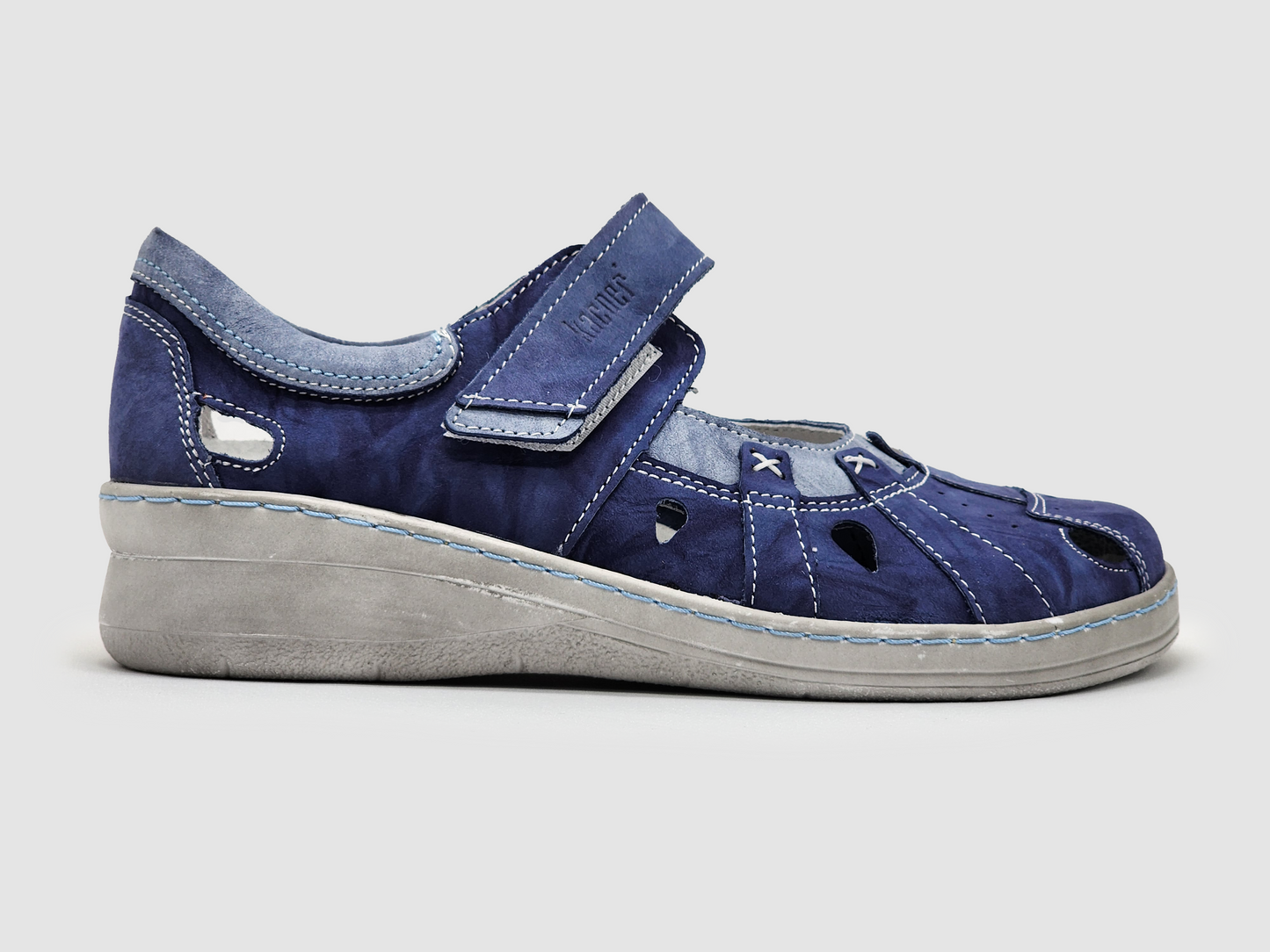 Women's Dr Wellness Leather Sandals - Blue - Kacper Global Shoes 