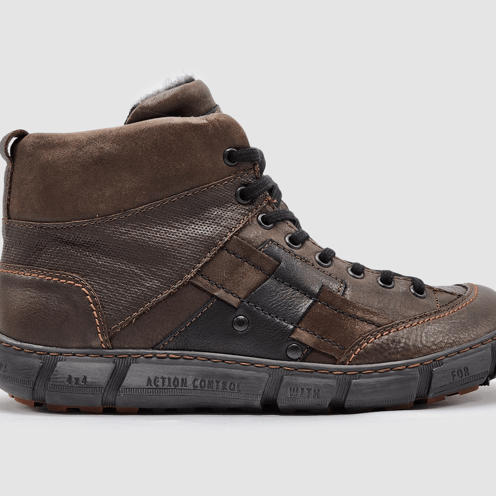 Men's Action Wool-Lined Leather Boots - Brown - Kacper Global Shoes 
