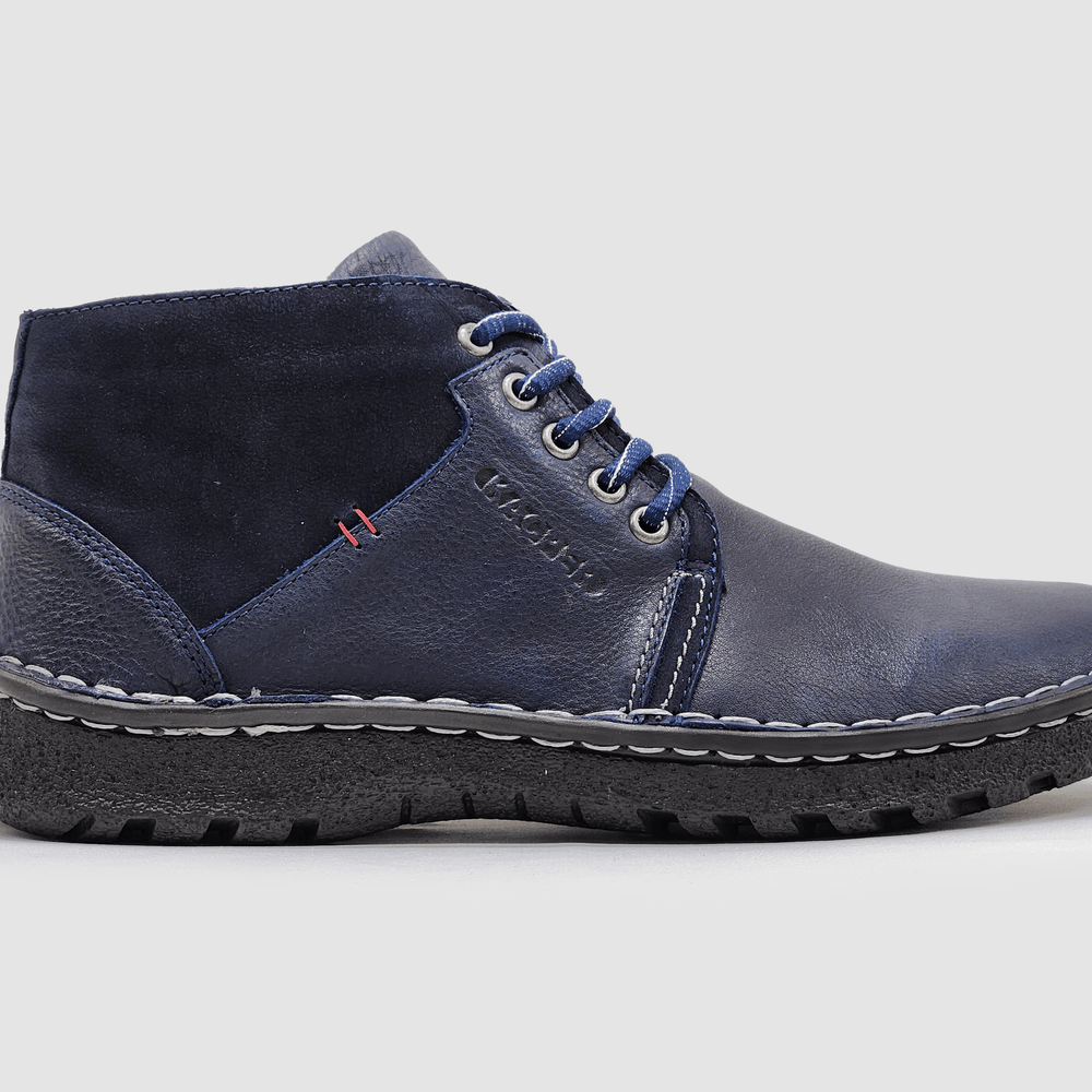 Men's Frosty Insulated Zip-Up Leather Boots - Navy - Kacper Global Shoes 