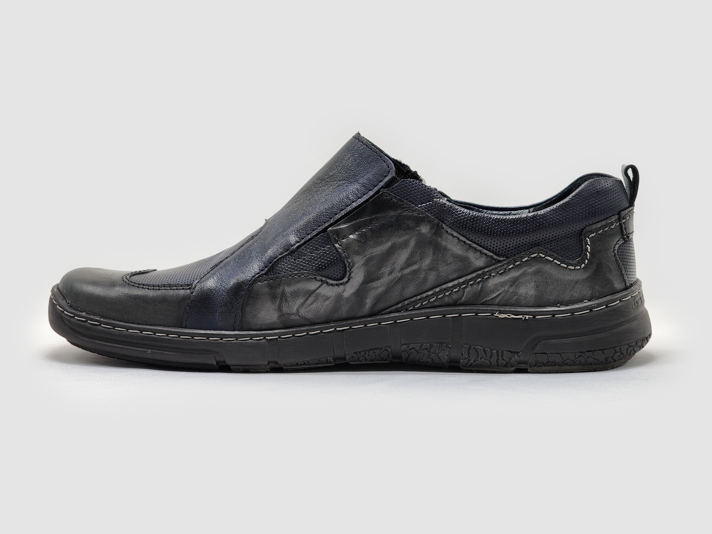 Men's Everyday Slip-On Leather Shoes - Black/Navy - Kacper Global Shoes 