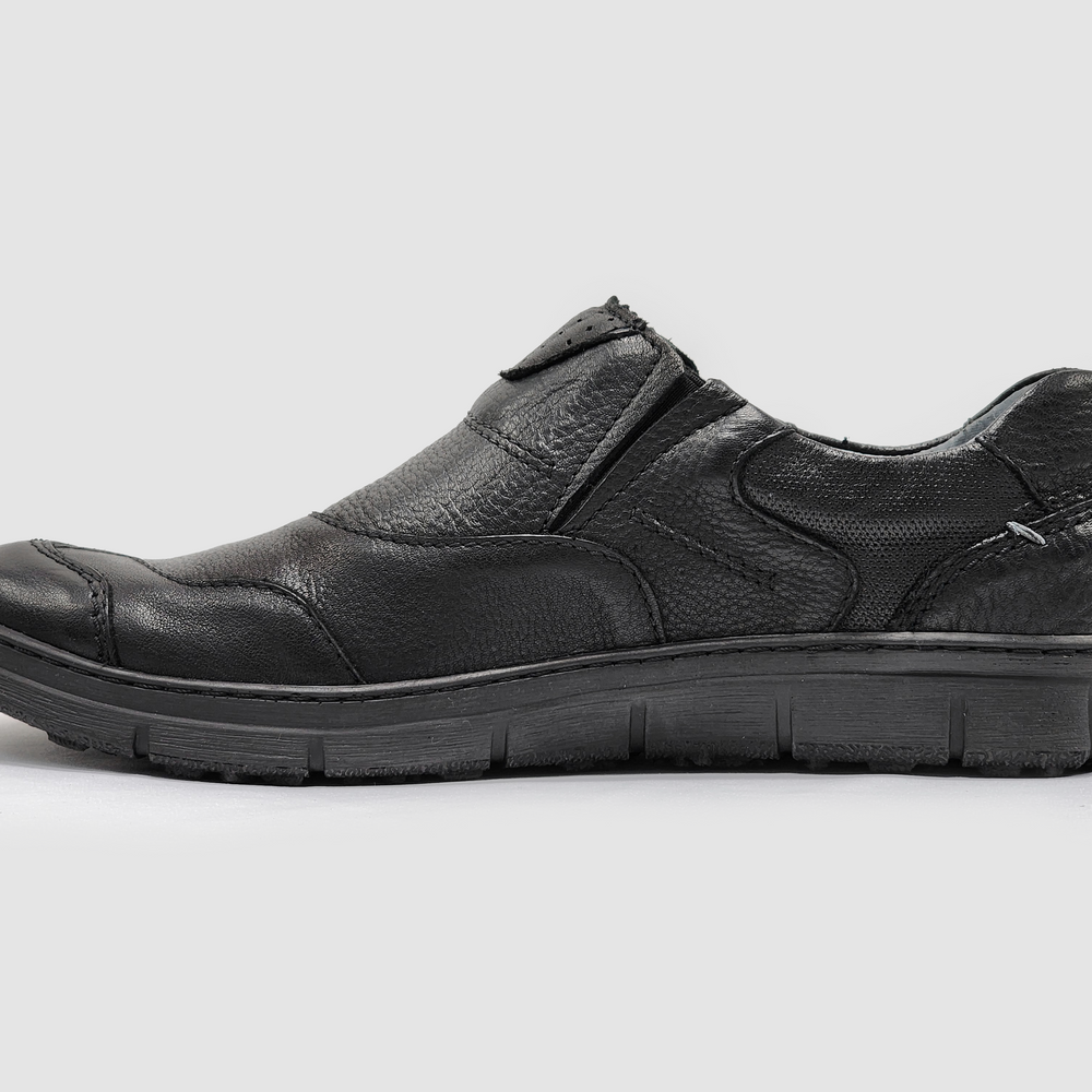 Men's Everyday Slip-On Leather Shoes - Black - Kacper Global Shoes 