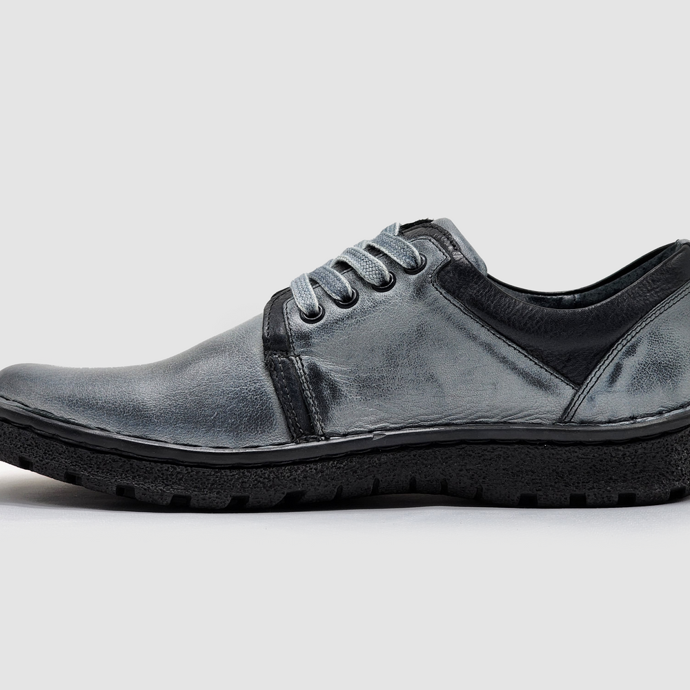 Men's Frosty Leather Shoes - Grey - Kacper Global Shoes 