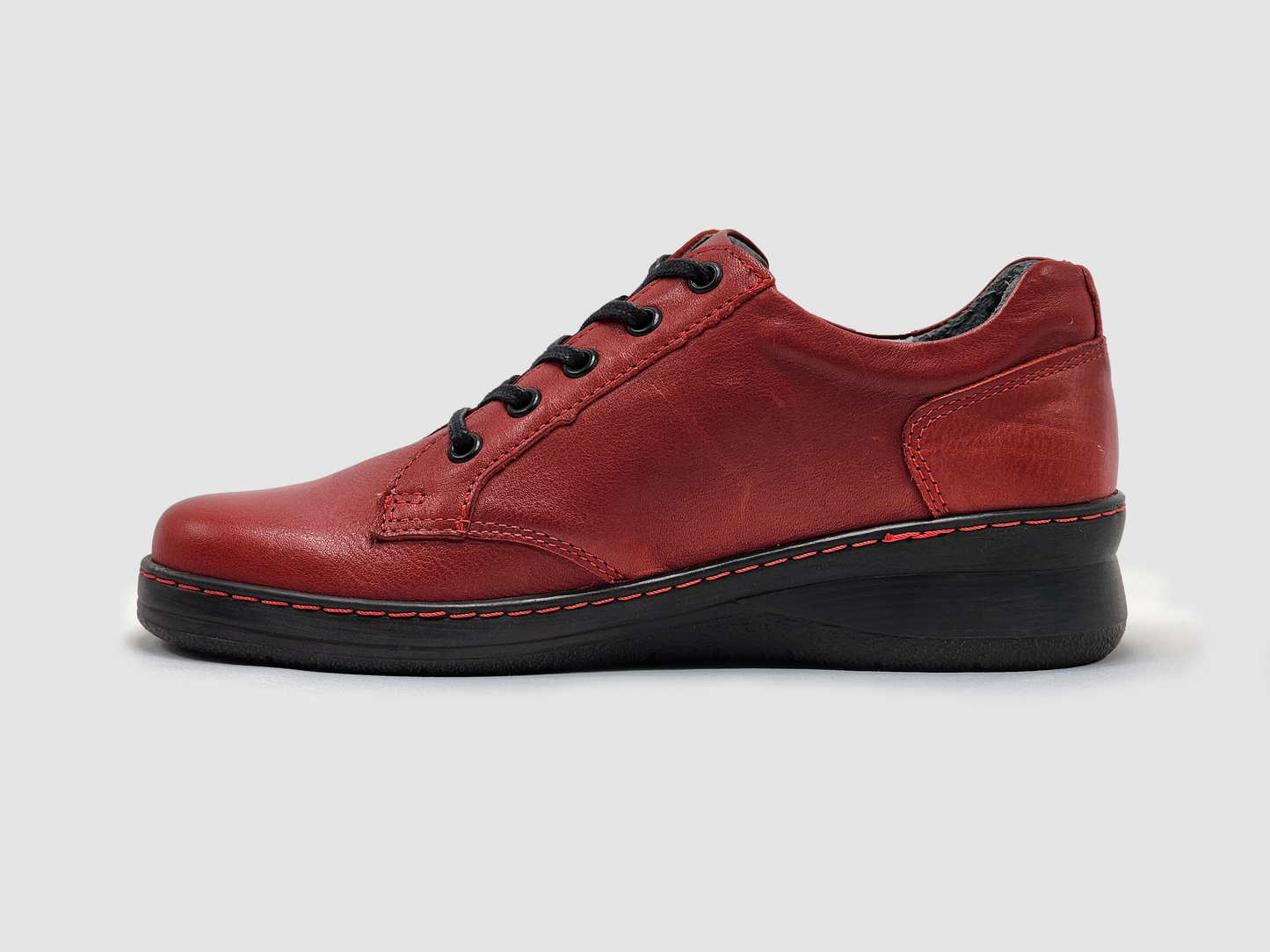 Women's Dr Wellness Zip-Up Leather Shoes - Red - Kacper Global Shoes 