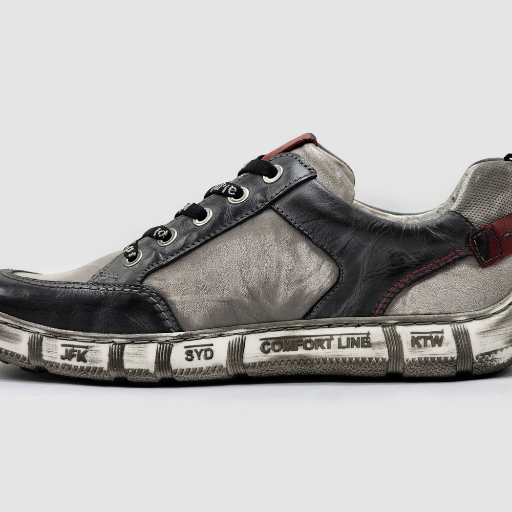 Men's Comfort Zip-Up Leather Shoes - Grey - Kacper Global Shoes 