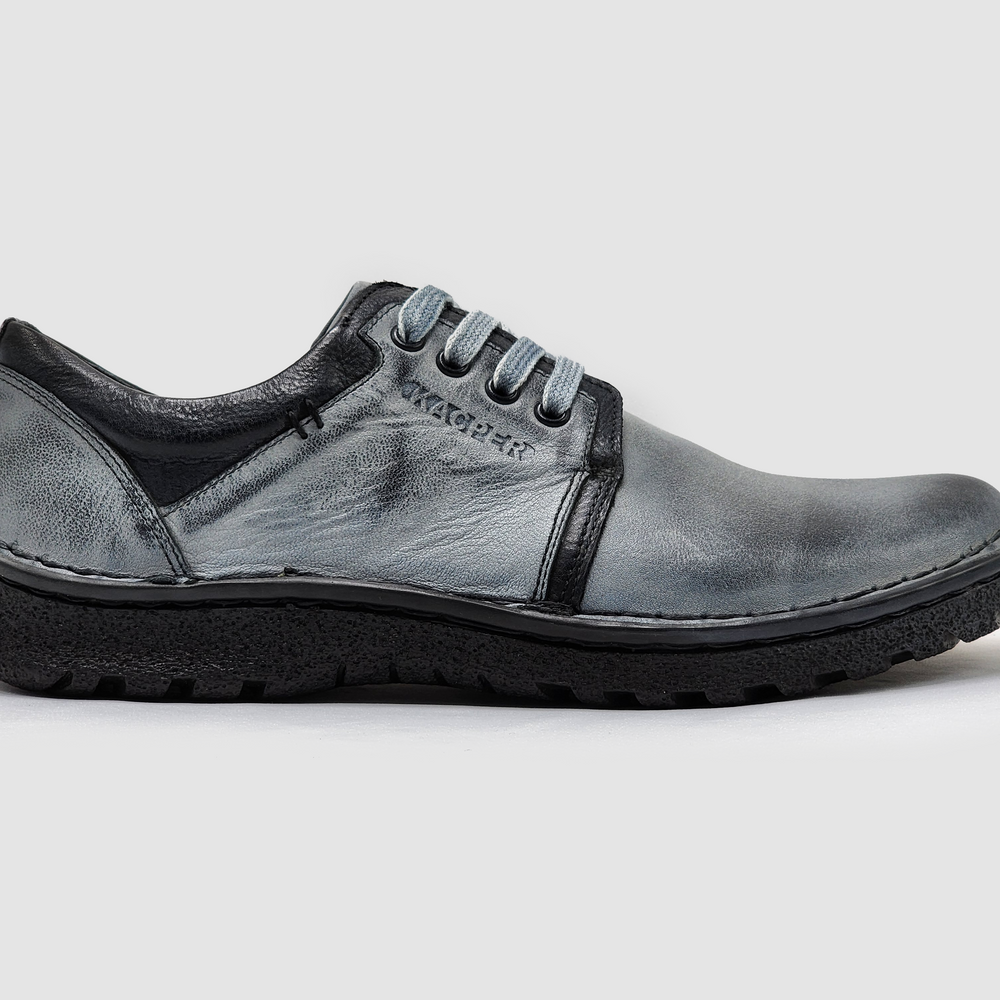 Men's Frosty Leather Shoes - Grey - Kacper Global Shoes 