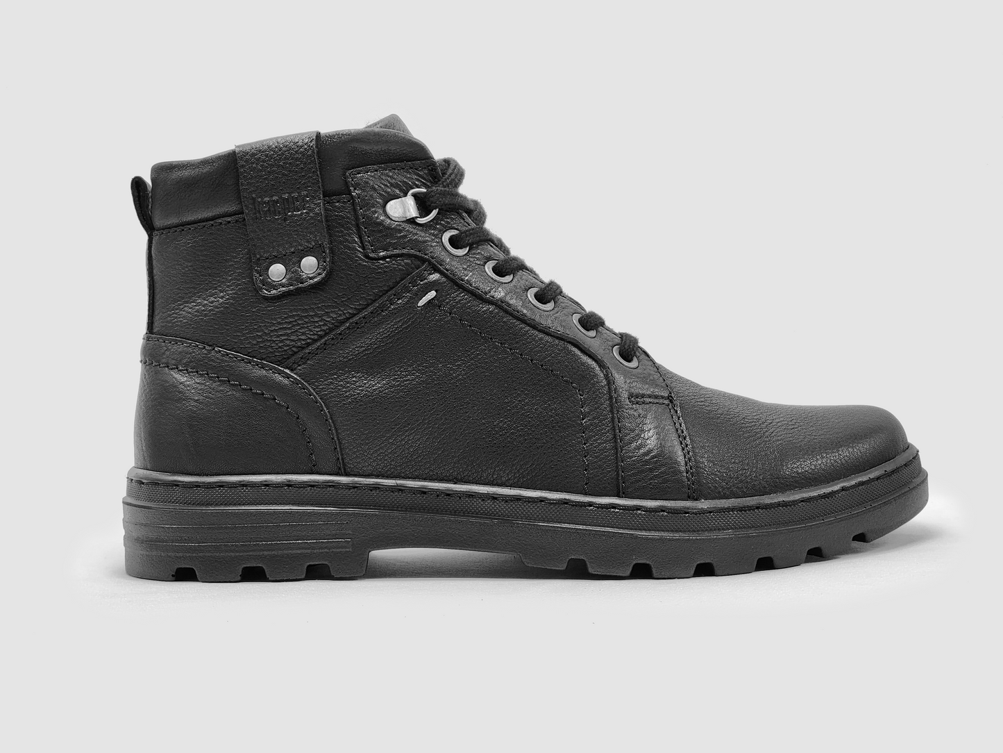 Men's Utility Wool-Lined Leather Boots - Black - Kacper Global Shoes 
