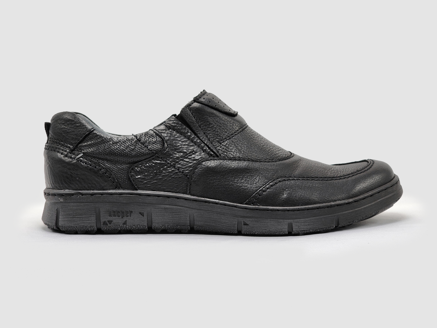 Men's Everyday Slip-On Leather Shoes - Black - Kacper Global Shoes 