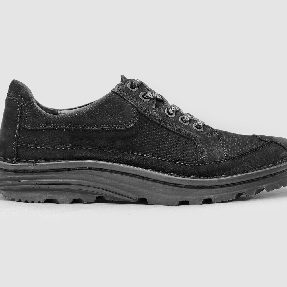Men's Terrain Leather Shoes - Black - Kacper Global Shoes 
