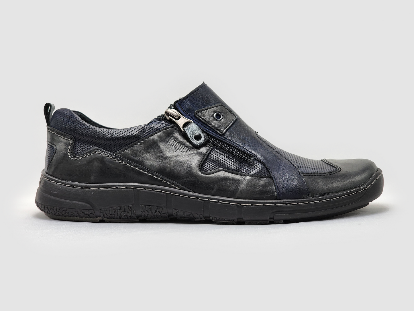 Men's Everyday Slip-On Leather Shoes - Black/Navy - Kacper Global Shoes 